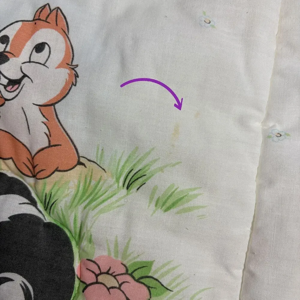 Vintage 1990s Dundee Disney Bambi & Friends Baby Crib Quilt Blanket USA 42